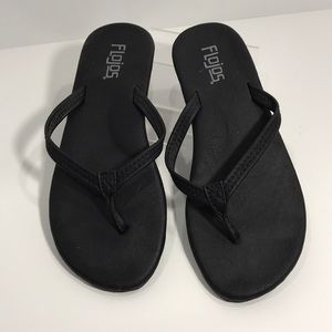 black thin strap flip flops